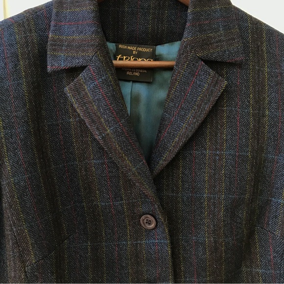 Triona Ireland Navy Plaid Donegal Wool Tweed Jacket - Picture 3 of 9